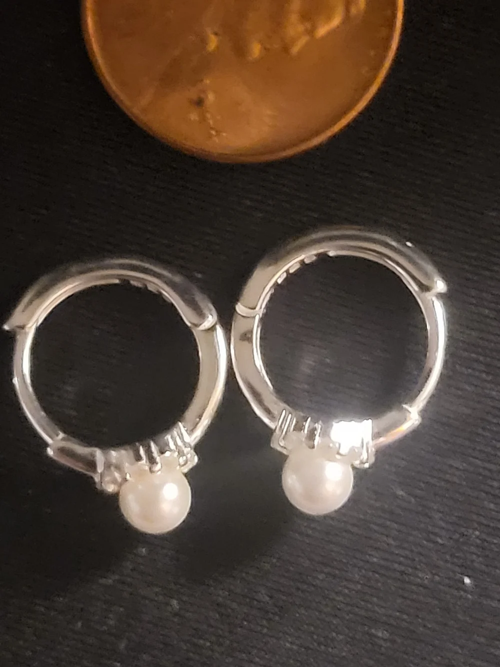 Sterling Silver Pearl Halo Hoop Earrings - White Pearls
